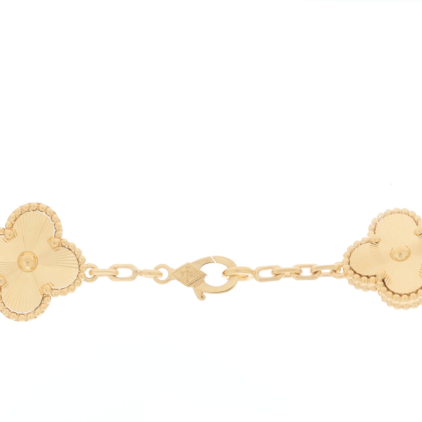 18K Yellow Gold 10 Motifs Guilloche Vintage Alhambra Necklace