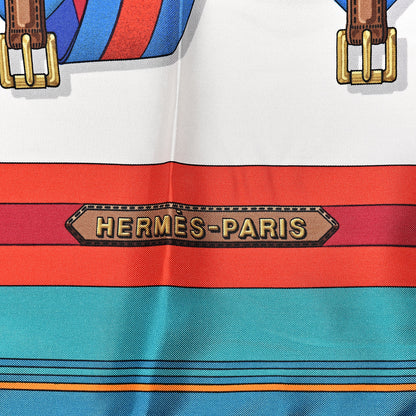 Hermes Silk Sangles Scarf 90 White 3 of 5