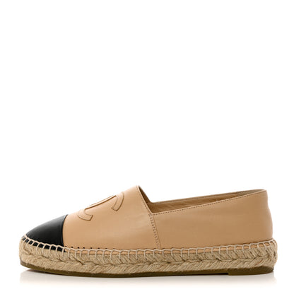 Chanel Lambskin CC Espadrilles 36 Beige Black 1 of 9