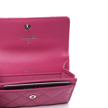 Chanel Lambskin Quilted Flap Card Holder Pink 7 of 8