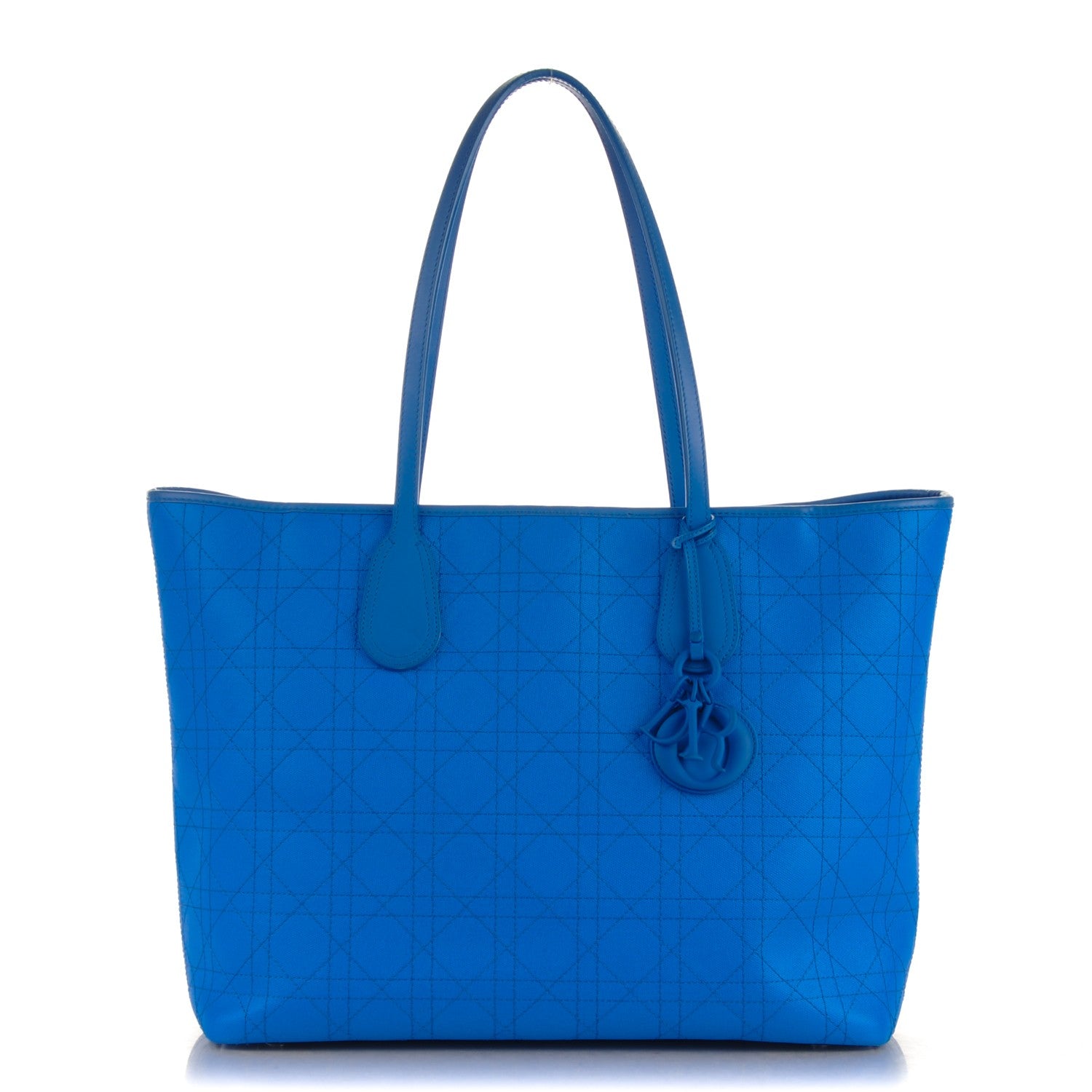 Christian Dior Coated Canvas Cannage Panarea Shopping Tote Blue 1 of 7