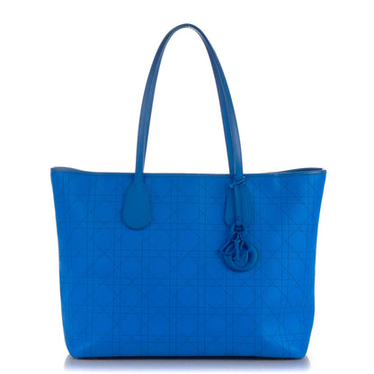 Christian Dior Coated Canvas Cannage Panarea Shopping Tote Blue 1 of 7