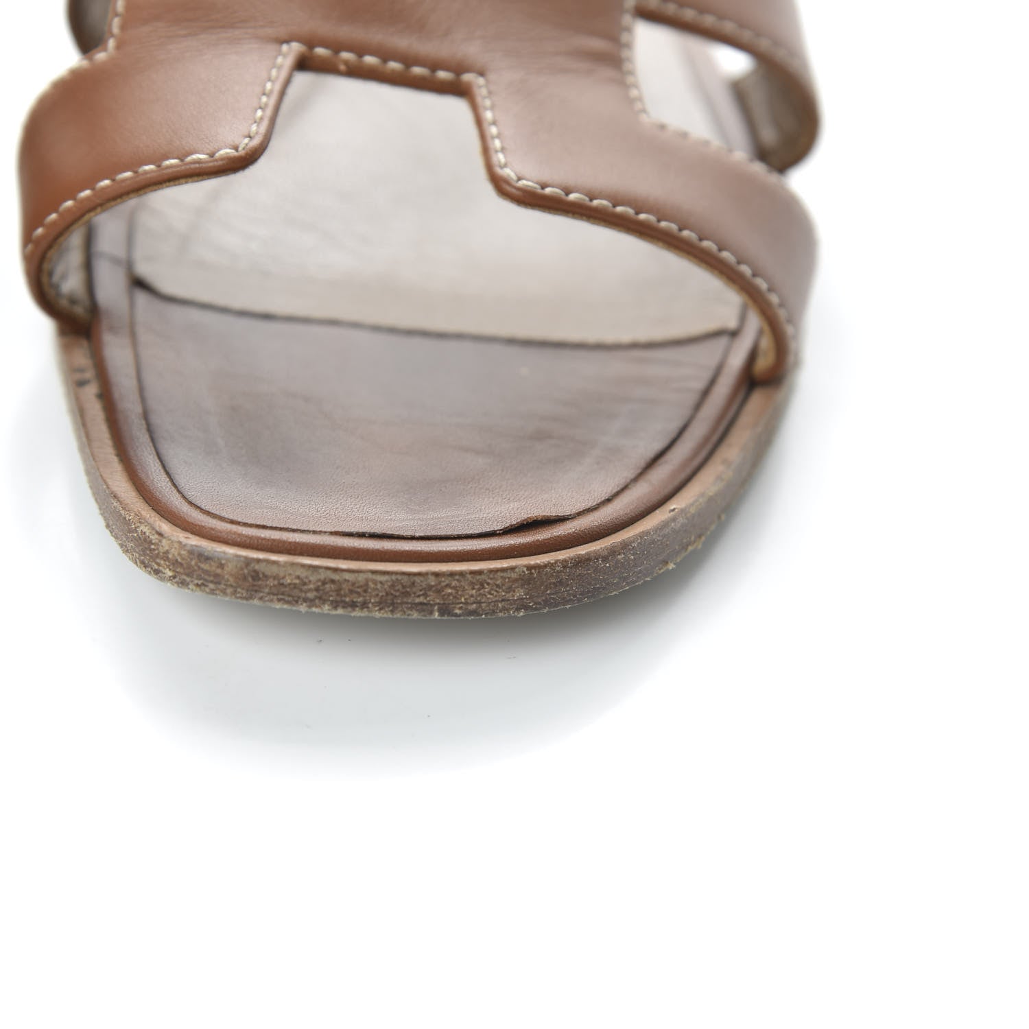 Hermes Box Calfskin Oran Sandals 37.5 Gold 8 of 8