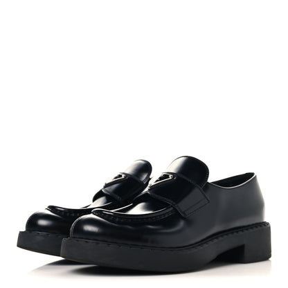 Prada Spazzolato Metal Triangle Logo 50mm Loafers 38 Black 4 of 9