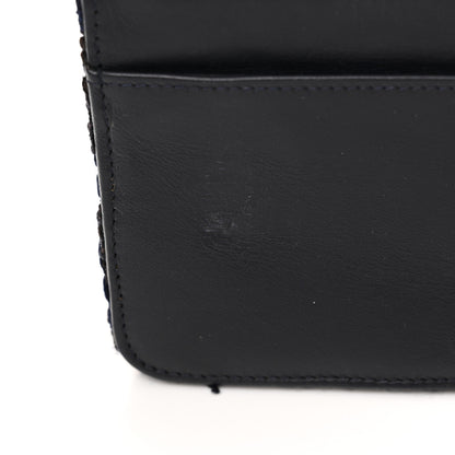 Chanel Tweed Shearling Quilted Chanel Wallet On Chain WOC Navy Black 12 of 16