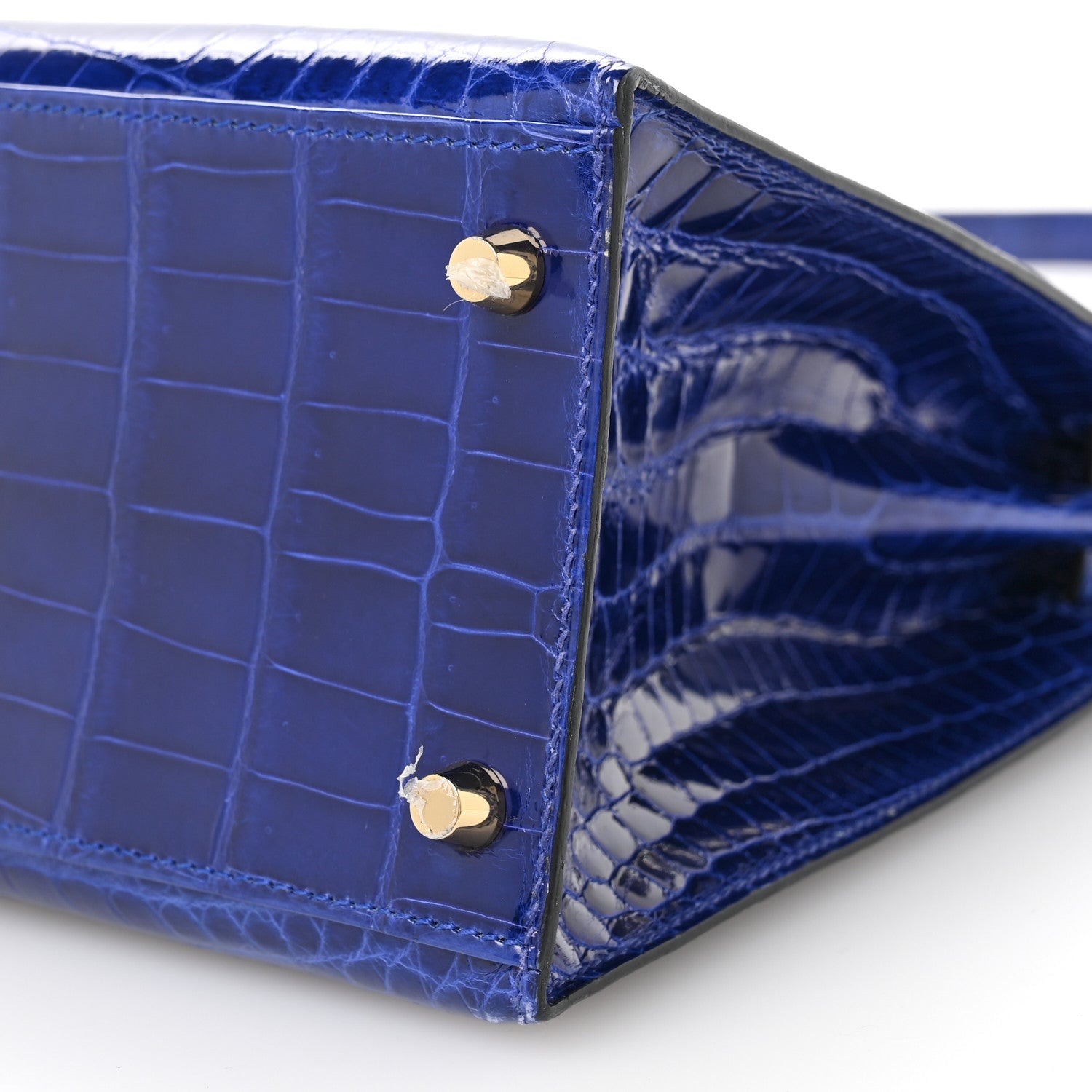 Hermes Shiny Niloticus Crocodile Kelly Sellier 28 Bleu Electrique 9 of 10