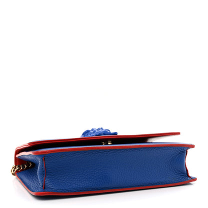 Versace Grained Calfskin Palazzo Chain Evening Bag Blue 4 of 14