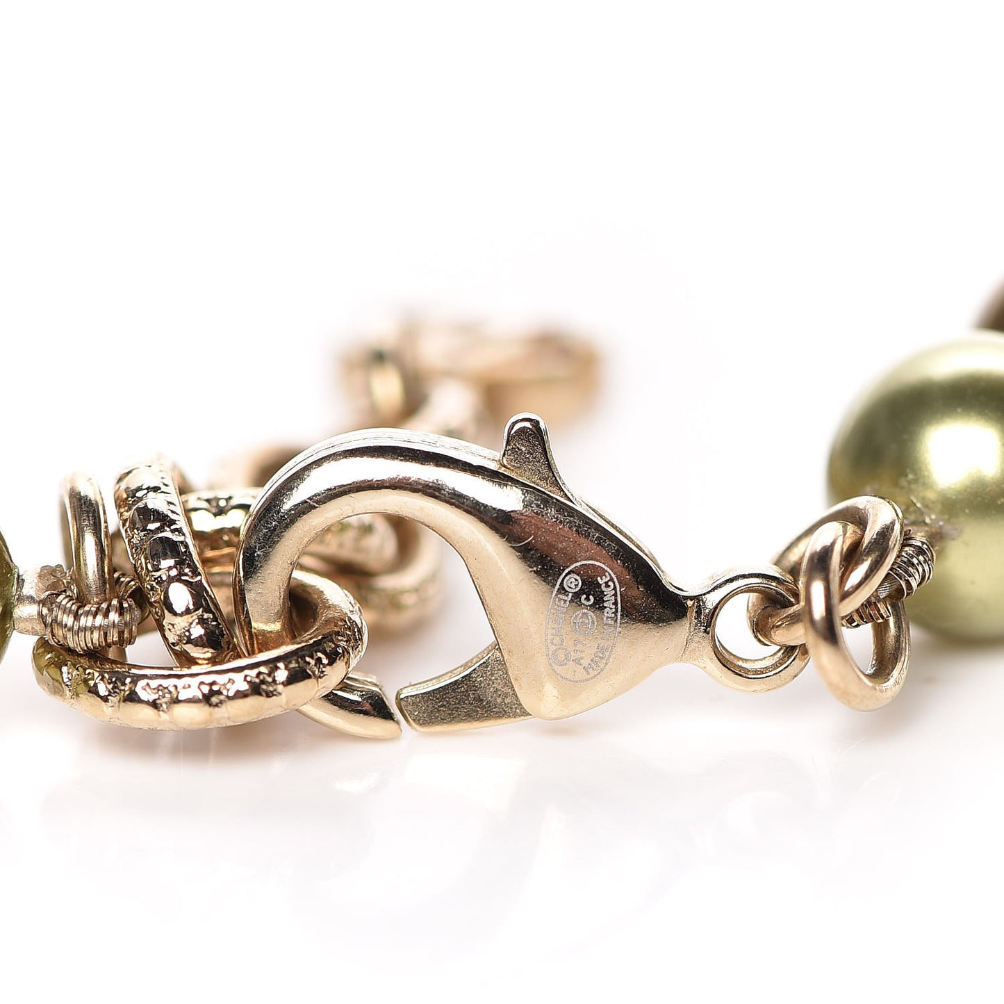 Pearl Star CC Long Necklace Green Gold