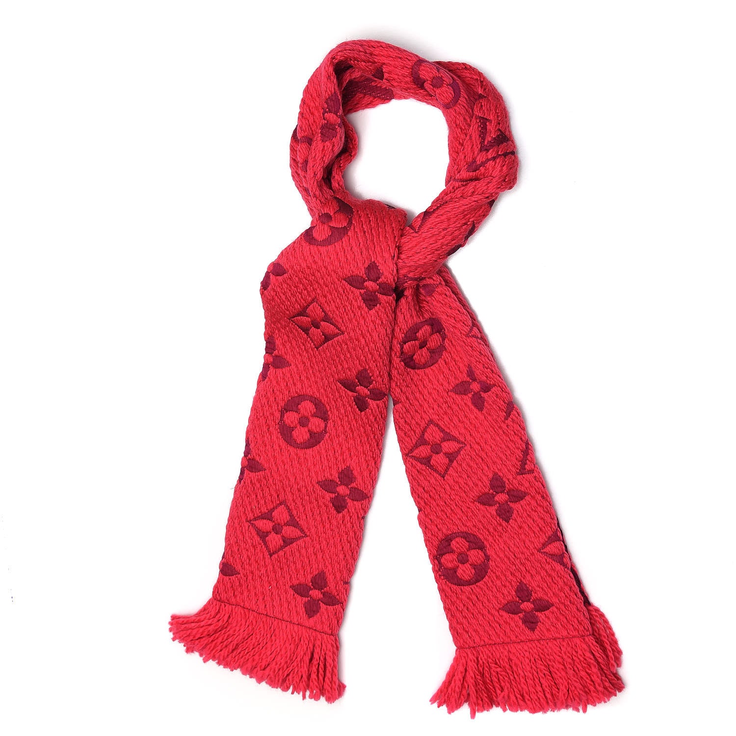 Louis Vuitton Wool Silk Logomania Shine Scarf Fuchsia 1 of 4