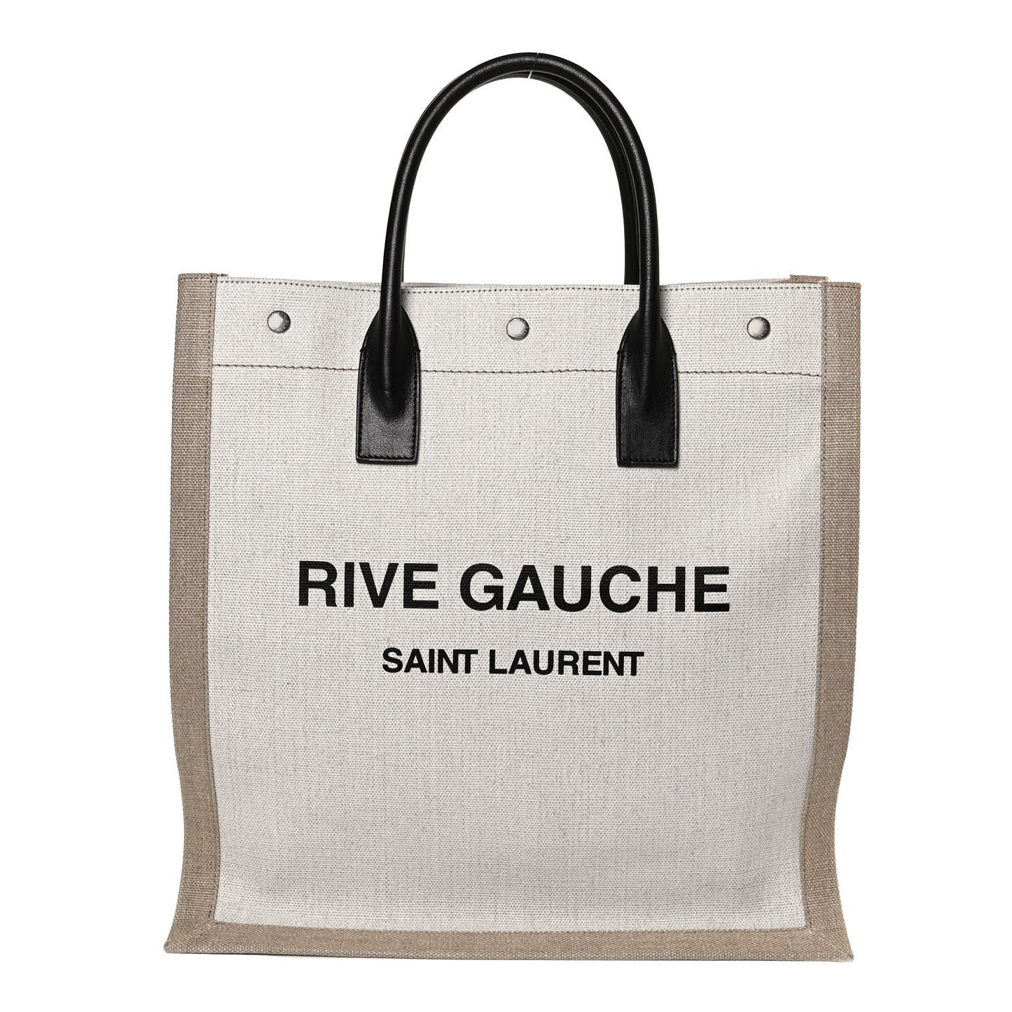 Linen Calfskin Rive Gauche North South Tote Optic White