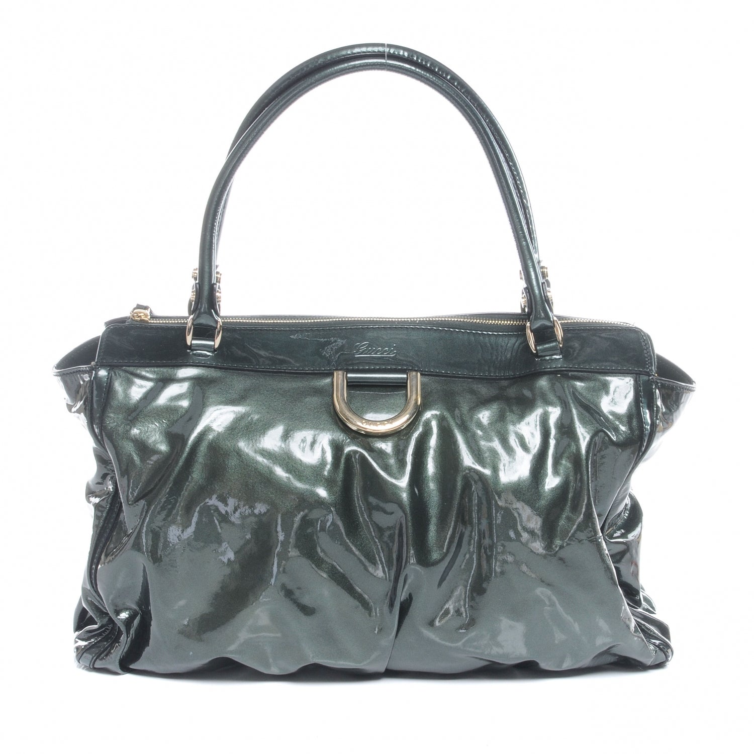 Gucci Patent D Gold Tote Green 1 of 8