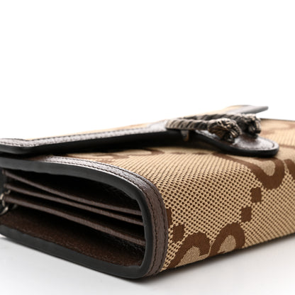 Gucci Monogram Jumbo GG Textured Dollar Calfskin Mini Dionysus Chain Wallet Camel Ebony New Acero 8 of 10
