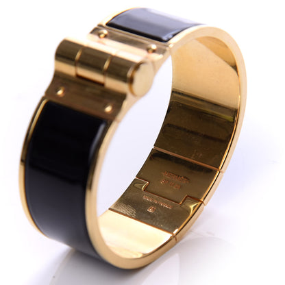 Hermes Enamel Charniere Uni Wide Hinged Bracelet M Black 5 of 5