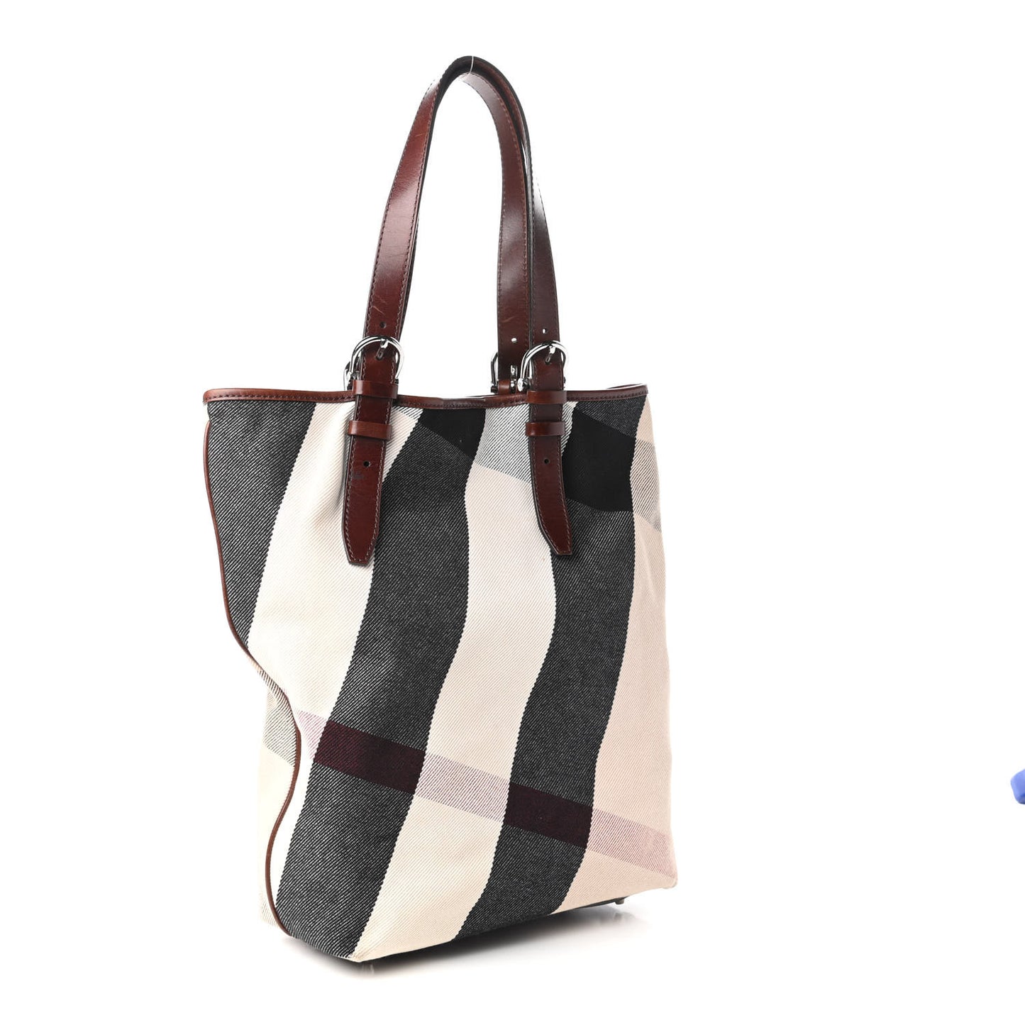 Canvas Mega Check Print Tote Beige