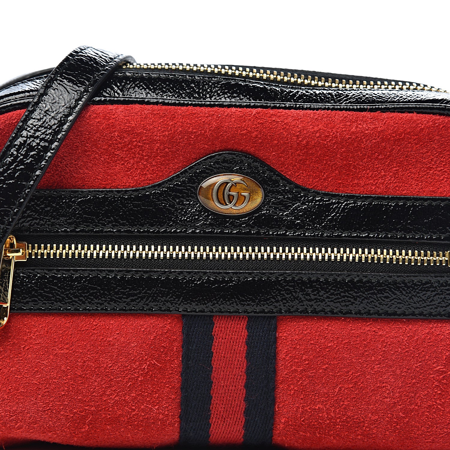 Gucci Suede Patent Web Mini Ophidia Shoulder Bag Red 11 of 12