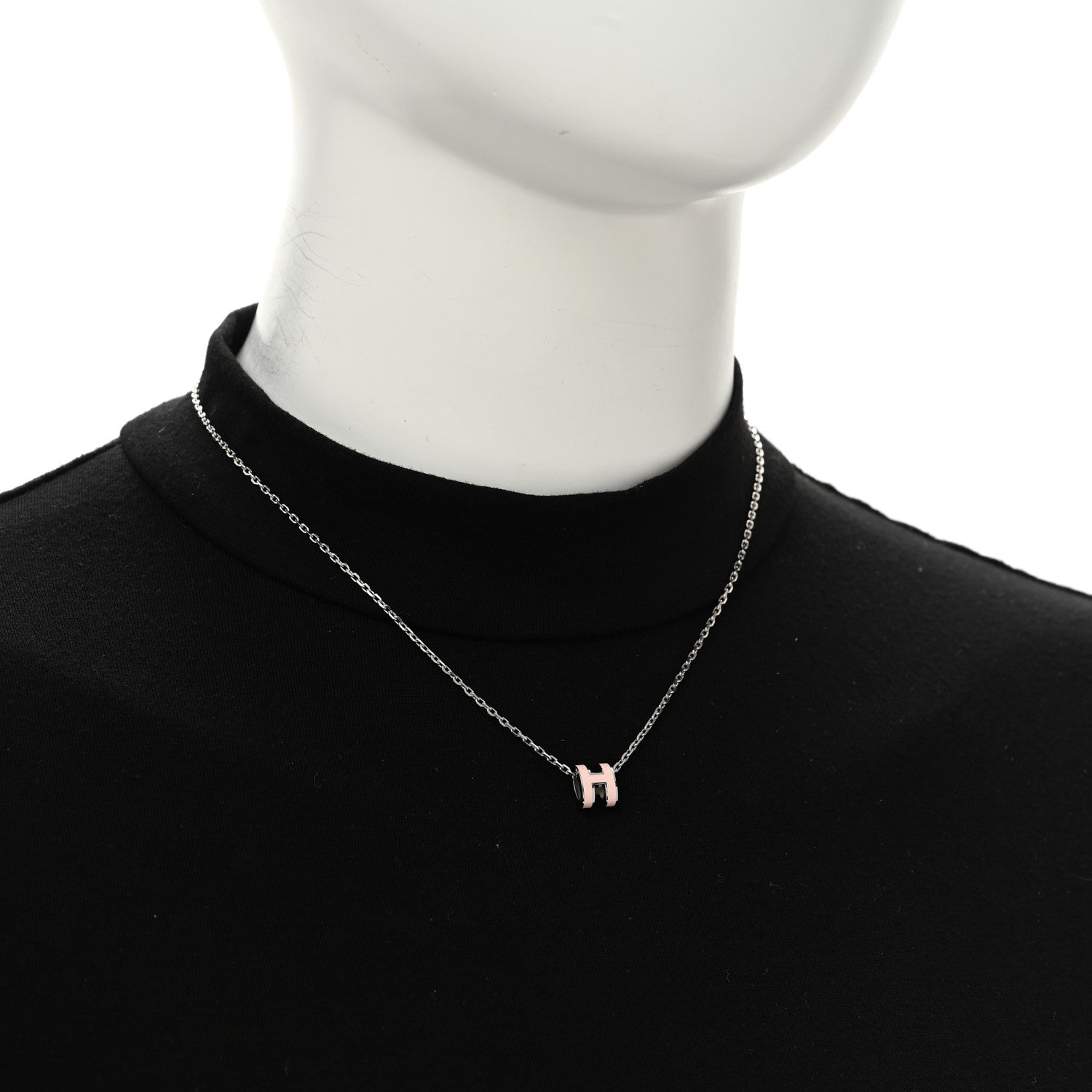Hermes Palladium Mini Pop H Pendant Necklace Rose Dragee 2 of 6