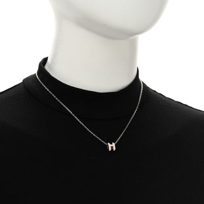 Hermes Palladium Mini Pop H Pendant Necklace Rose Dragee 2 of 6