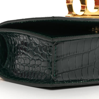 Alexander McQueen Shiny Crocodile Embossed Jeweled Satchel Emerald 9 of 13