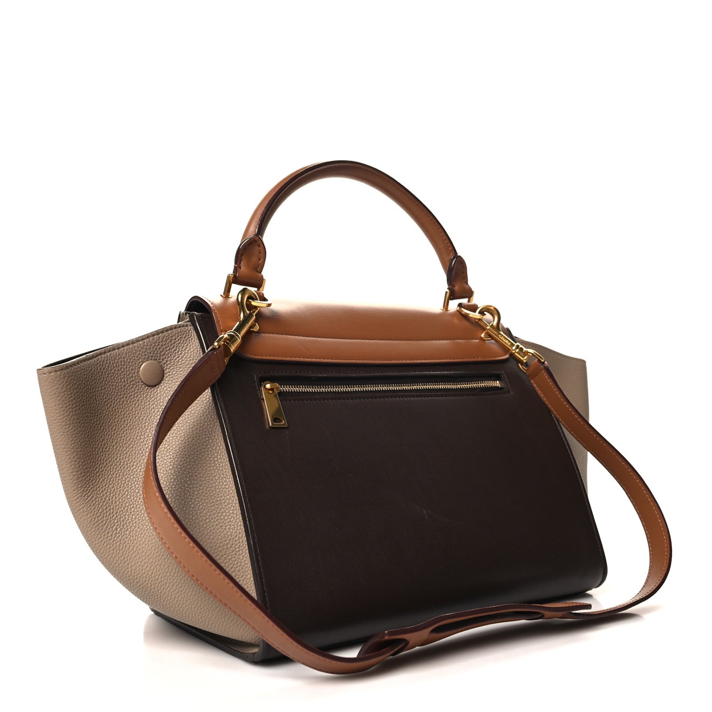 Satin Baby Grained Calfskin Small Tri-Color Trapeze Tan