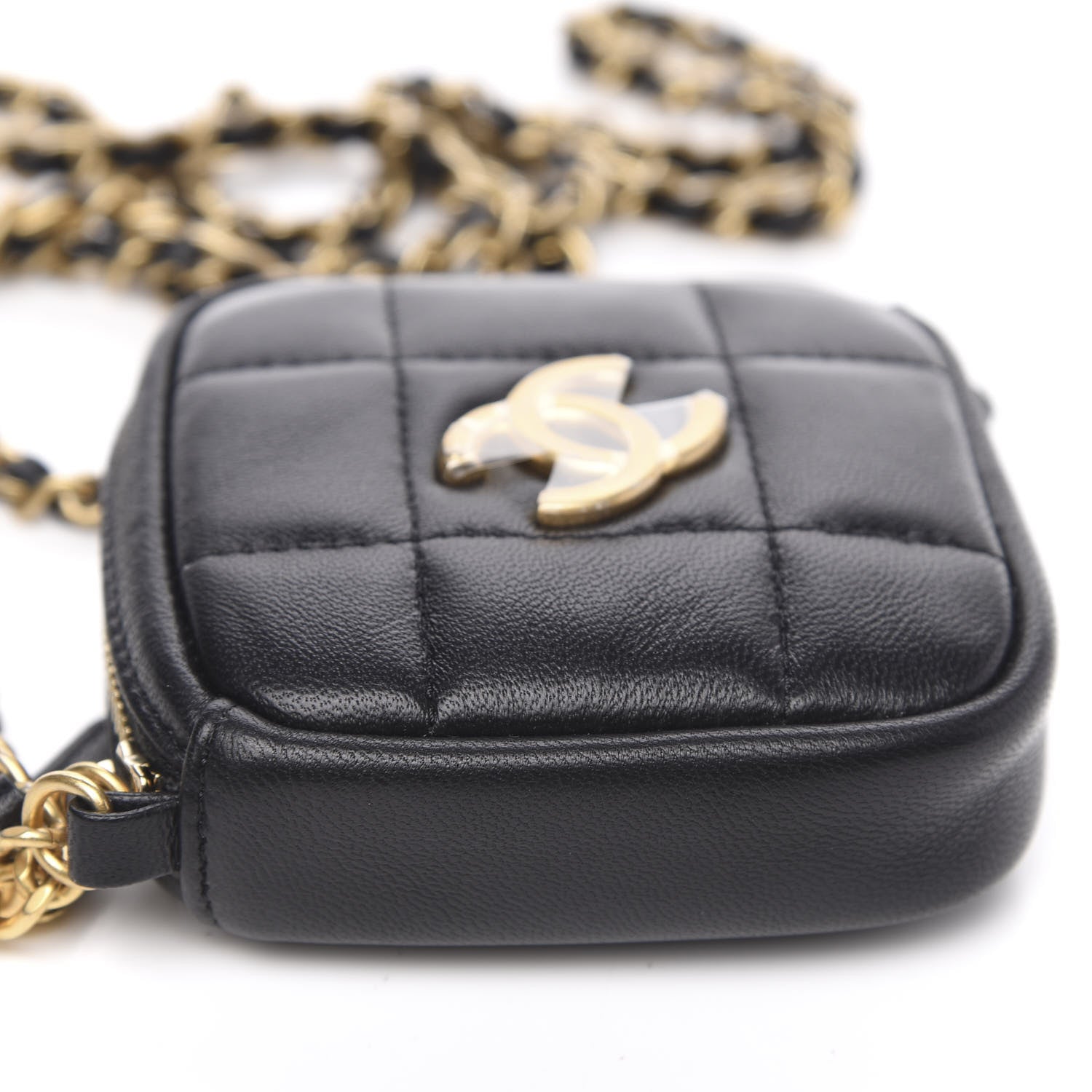 Chanel Lambskin Quilted Clutch With Chain Bag Black 7 of 9