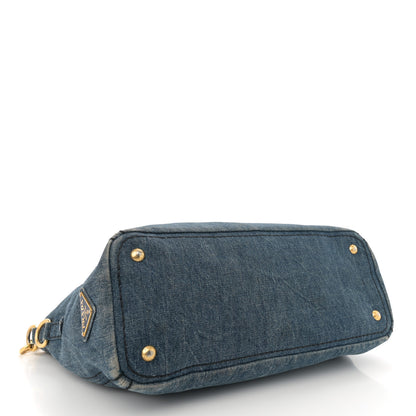 Prada Denim Logo Shopping Tote Blue 4 of 14