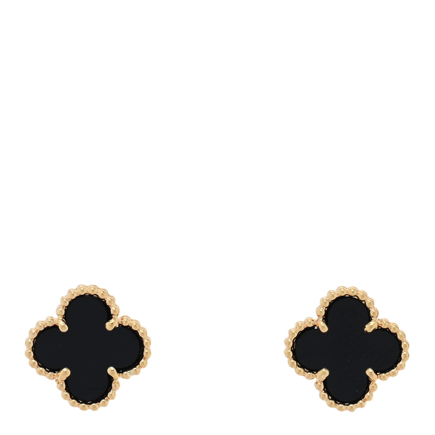 18K Yellow Gold Black Onyx Sweet Alhambra Earrings