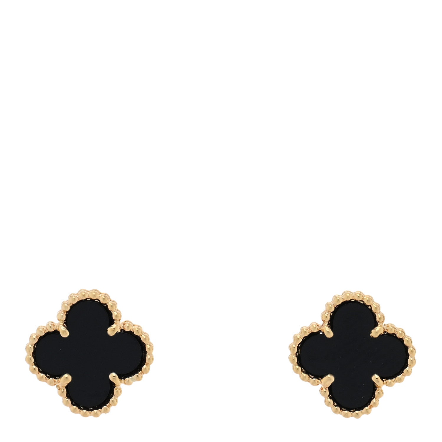 Van Cleef & Arpels 18K Yellow Gold Black Onyx Sweet Alhambra Earrings 1 of 4