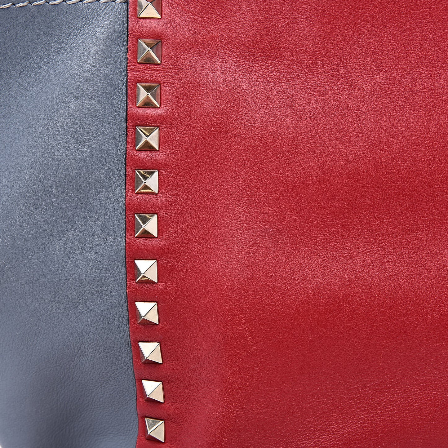 Vitello Colorblock Medium Rockstud Tote Deep Rose Clover Grey Scarlet