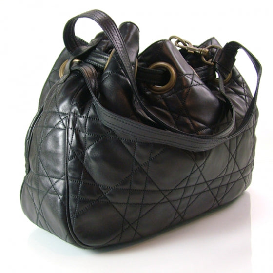 Christian Dior Leather Medium Cannage Tote Black 3 of 12