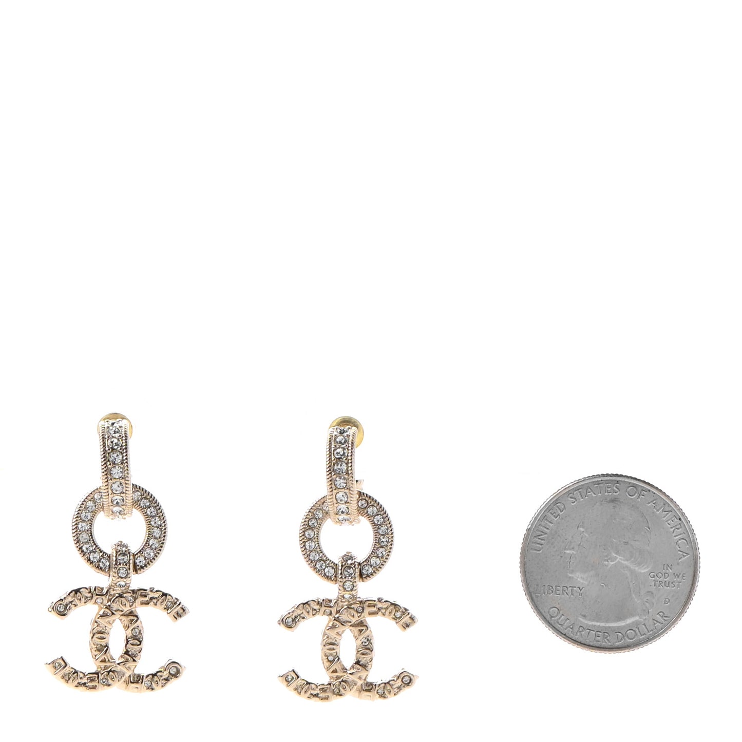 Crystal CC Drop Earrings Gold
