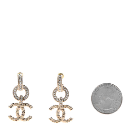 Chanel Crystal CC Drop Earrings Gold 2 of 4