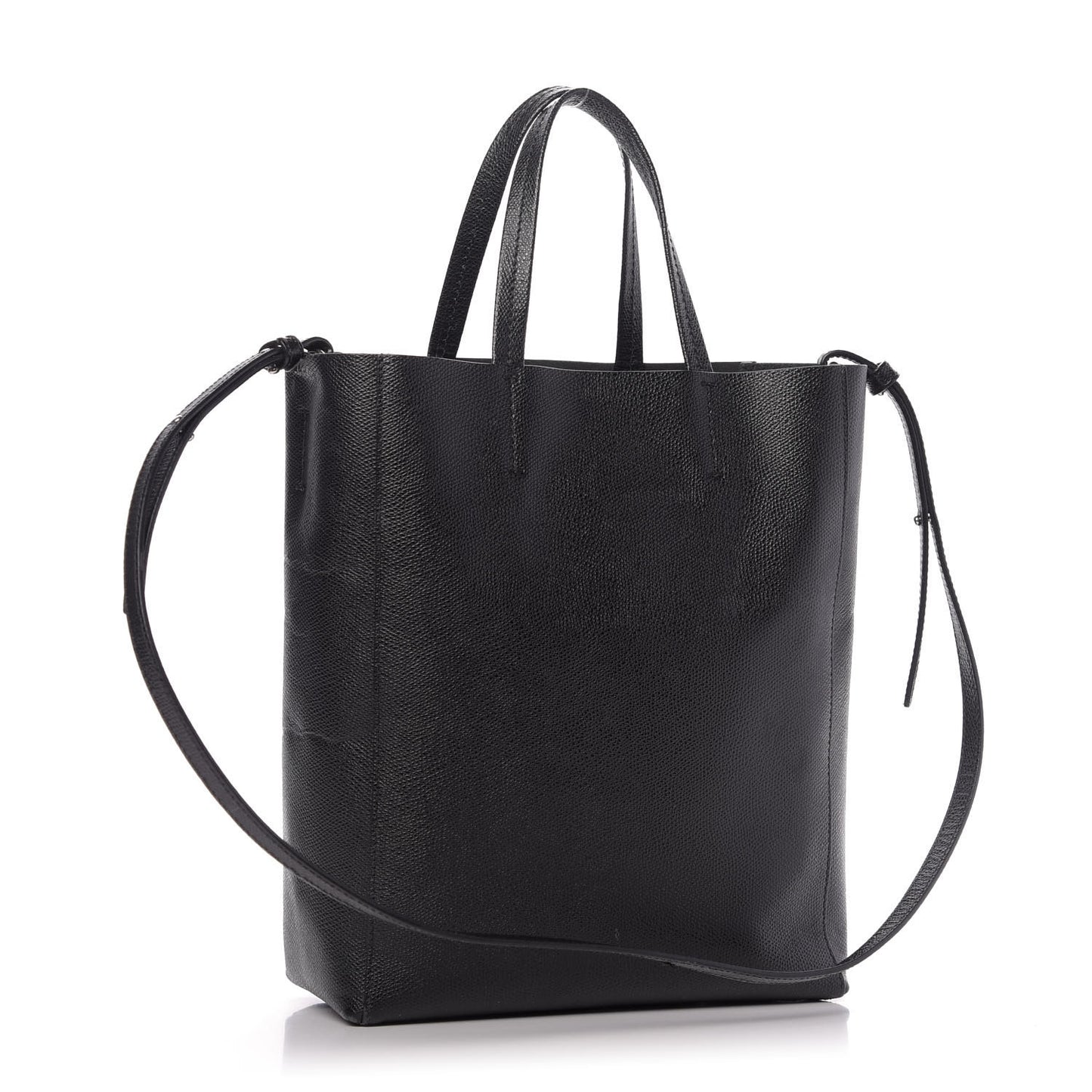 Grained Calfskin Small Vertical Cabas Black