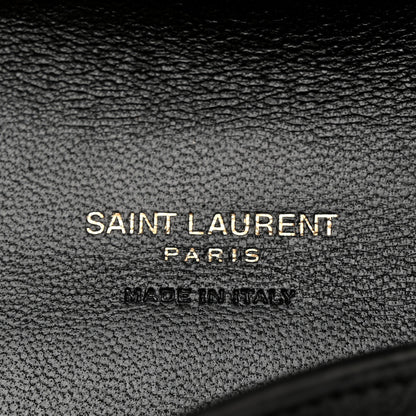 Saint Laurent Grain De Poudre Matelasse Chevron Monogram Compact Tri Fold Wallet Black 4 of 6