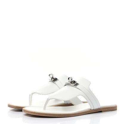 Hermes Calfskin Womens Elixir Sandals 37.5 White 3 of 8