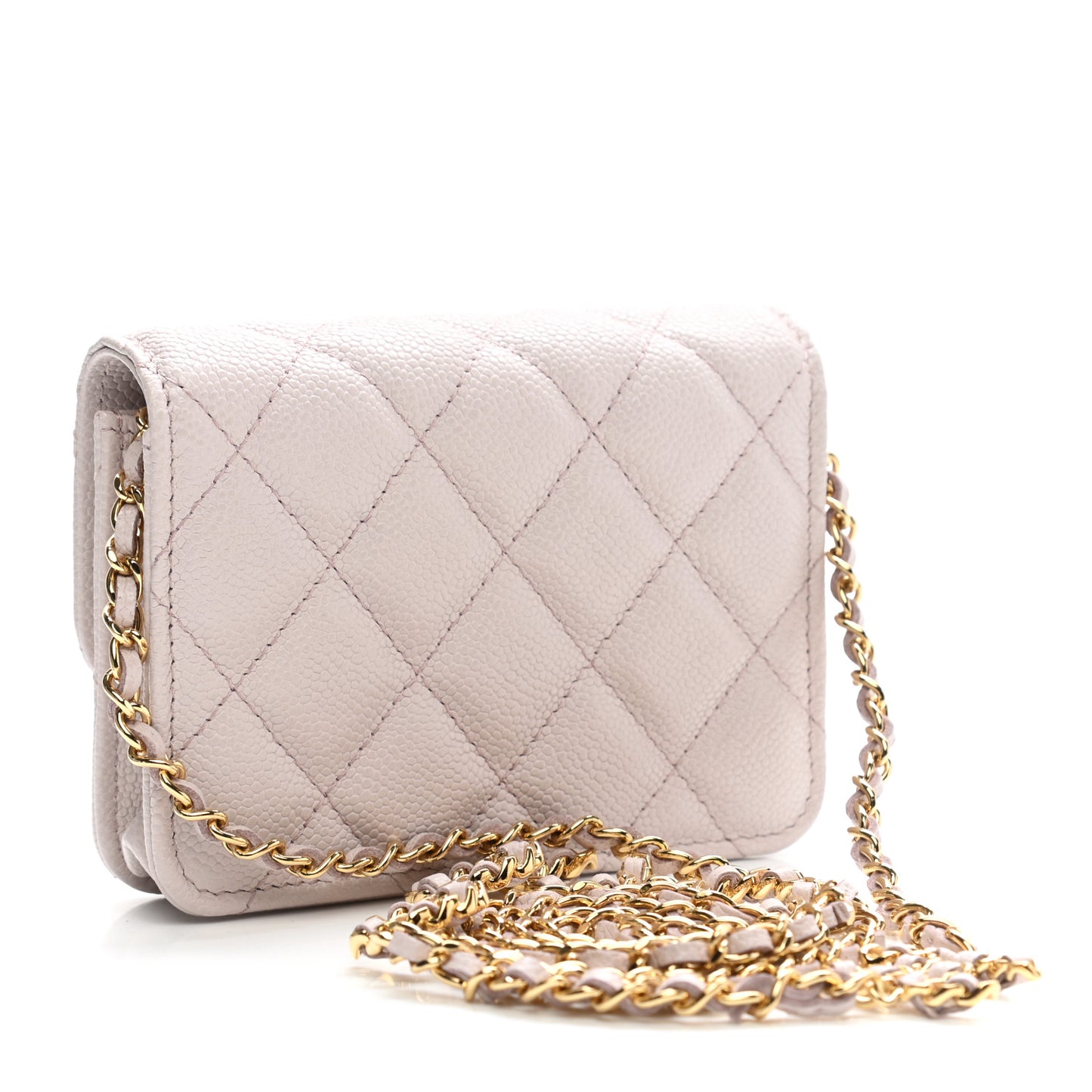 Caviar Quilted Miss Coco Clutch With Chain Light Purple