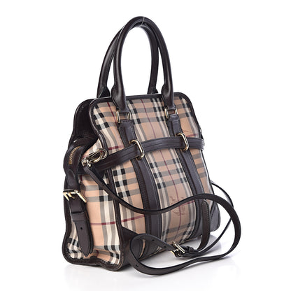 Burberry Haymarket Check Minford Portrait Tote Chocolate 3 of 16