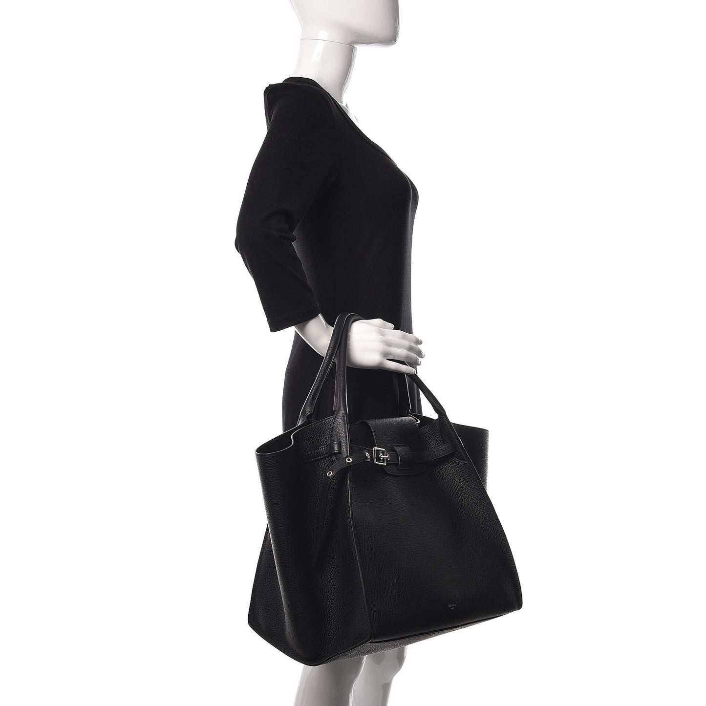 Supple Grained Calfskin Medium Big Bag Black