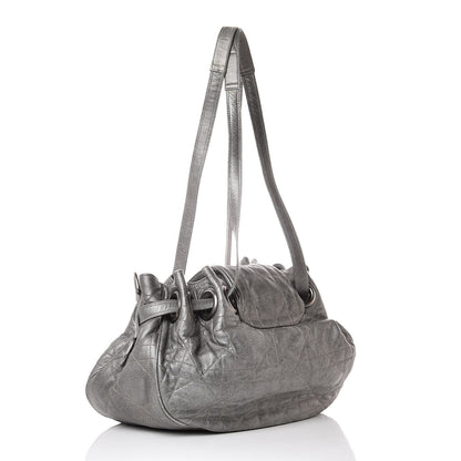 Christian Dior Metallic Lambskin Cannage Flap Shoulder Bag Silver 3 of 13