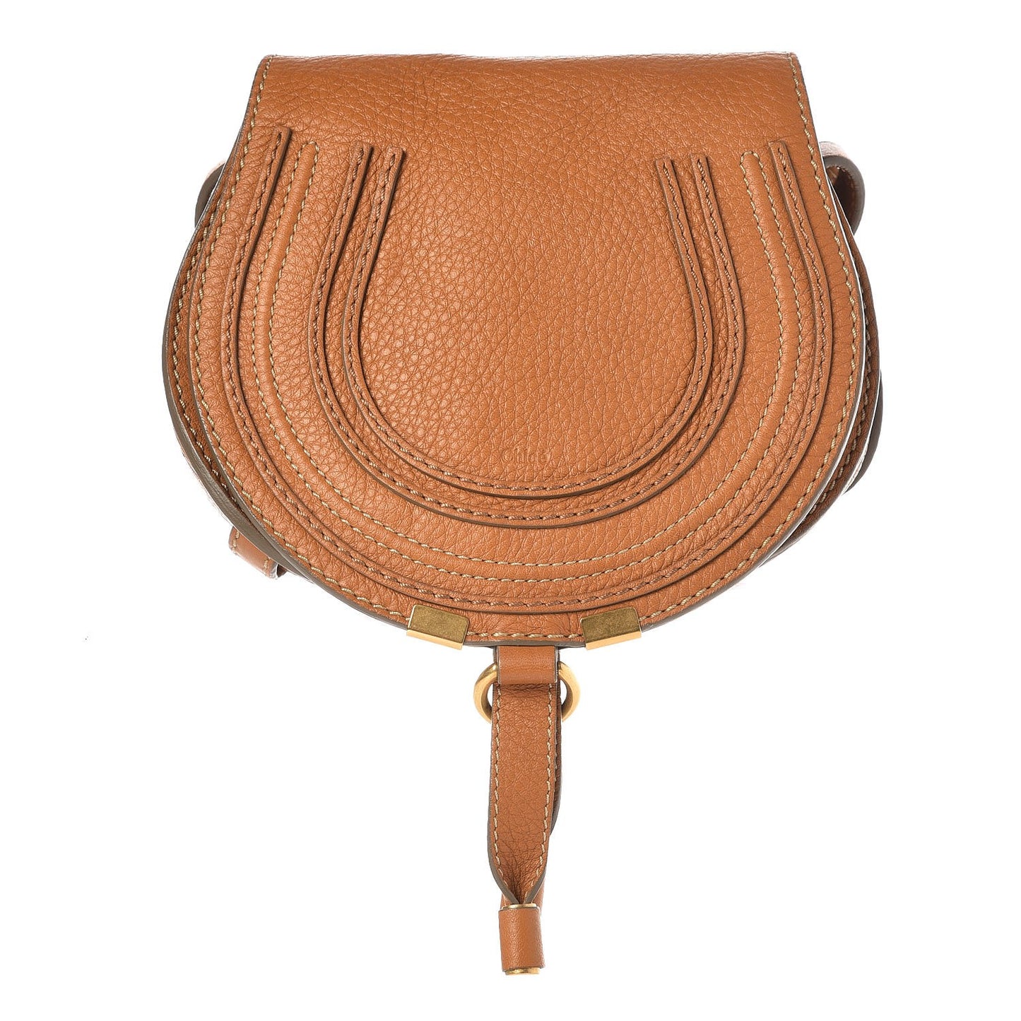 Calfskin Mini Marcie Round Crossbody Bag Brown Sugar