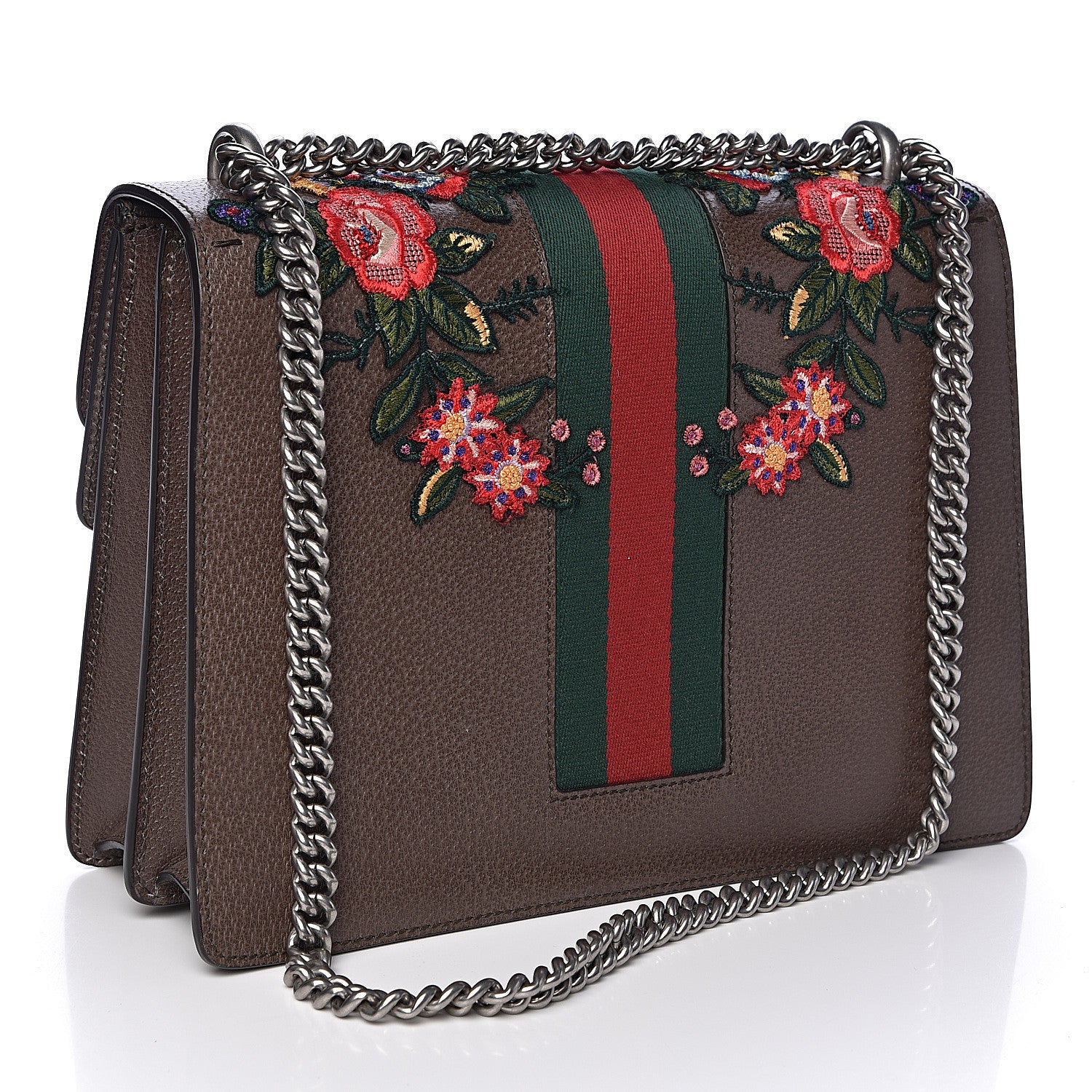 Gucci Calfskin Web Owl Embroidered Medium Dionysus Shoulder Bag New Acero Multicolor 4 of 13