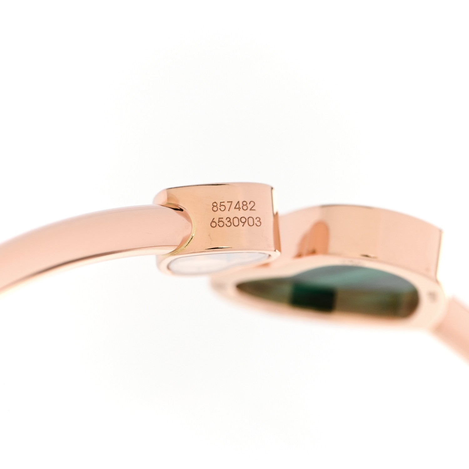 Chopard 18K Rose Gold Diamond Malachite Happy Hearts Bangle Bracelet 5 of 6