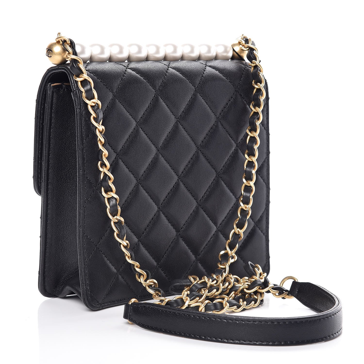 Chanel Lambskin Quilted Chic Pearls Flap Black 3 of 10