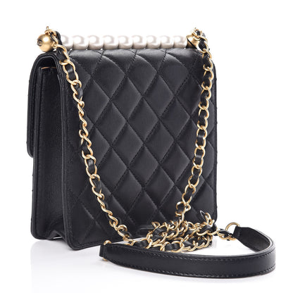 Chanel Lambskin Quilted Chic Pearls Flap Black 3 of 10