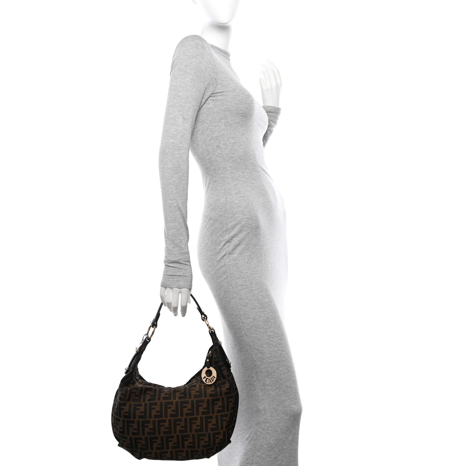 Fendi Zucca Laminated Vachetta Small Chef Hobo Tobacco 2 of 11