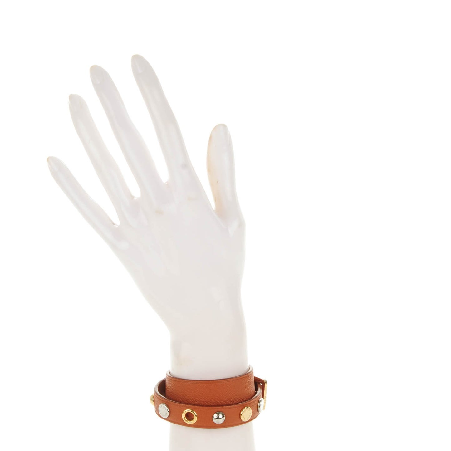 Cuir Spike It Wrap Bracelet 17 Camel