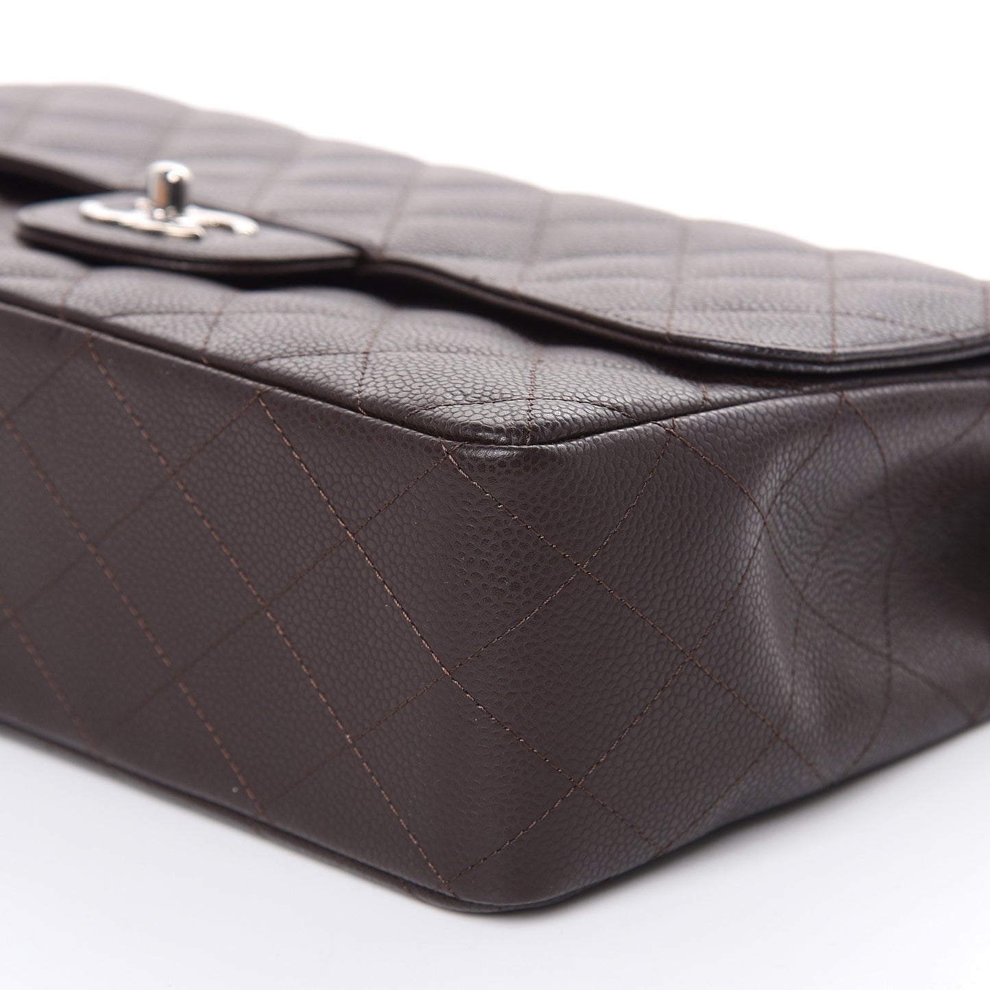Caviar Quilted Jumbo Single Flap Dark Brown
