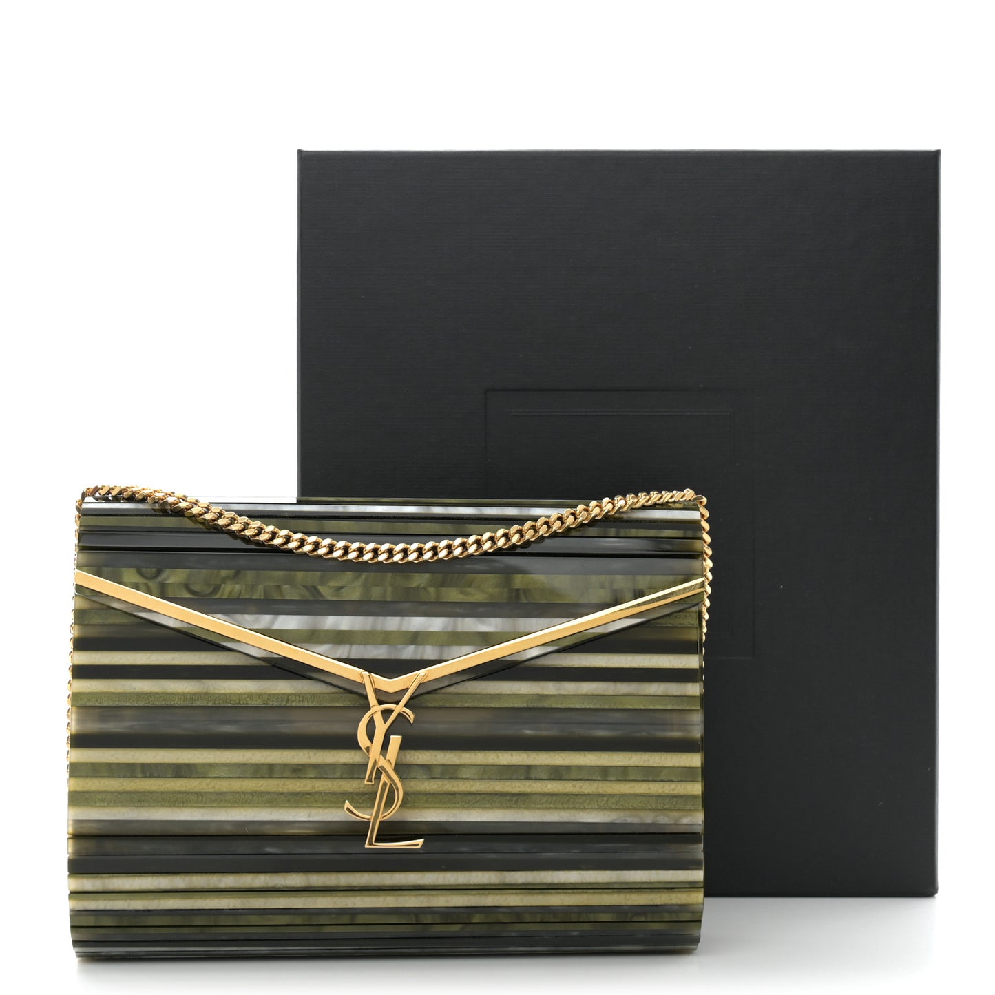 Plexiglass Monogram Vicky Minaudiere Clutch Green Multicolor