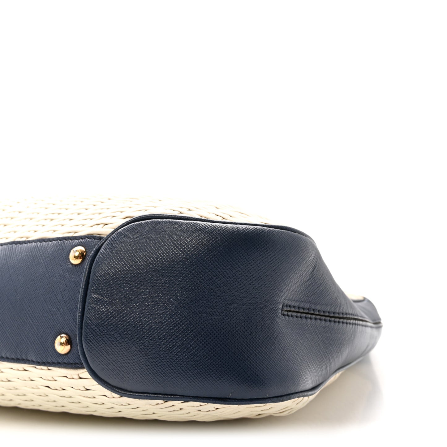 Woven Calfskin Gancini Hobo Blue White