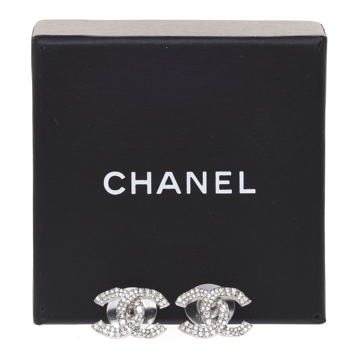 Crystal Large CC Earrings Silver