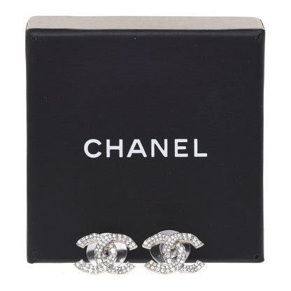 Chanel Crystal Large CC Earrings Silver 5 of 5